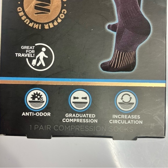 Copperfit energy compression socks black 1 pair size Large/XL - Picture 3 of 7